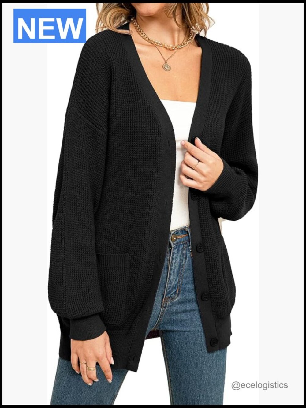 100% Cotton V-Neck Button Down Cardigan with Pockets